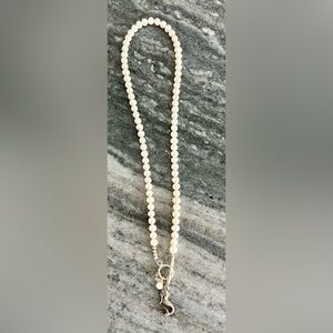 Artificial Pearl necklace with silver Mermaid charm